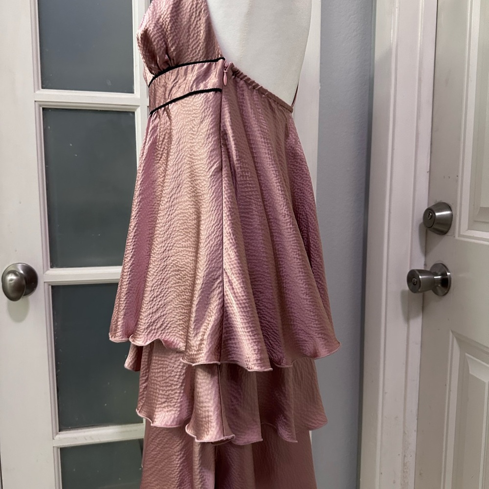 Corey Lynn Calter 100% Silk Textured Flutter Layered Cocktail Halter Dress SZ 6 - Picture 3 of 9